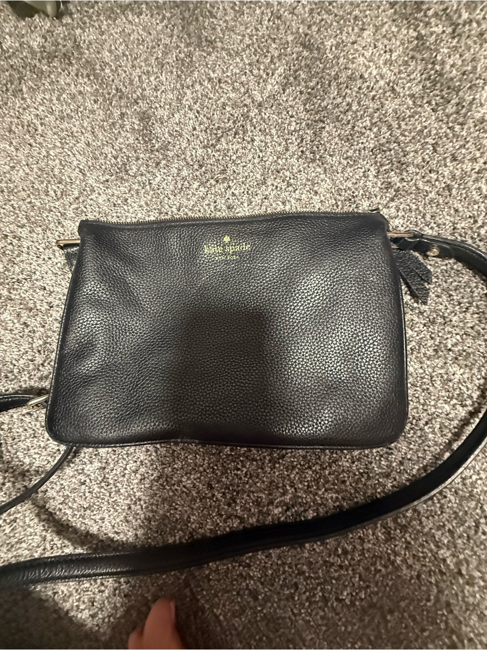 kate spade Black Pebbled Leather Crossbody with Gold Logo
